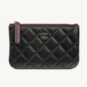 Chanel Black Lambskin Classic Zipped O Pouch